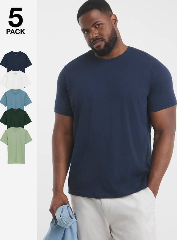 JACAMO 5 Pack Multi Crew Neck T Shirts Long XL